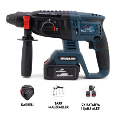 Dawreek  Profesyonel 36 Volt Çift Bataryalı Şarjlı Kırıcı-Delici Hilti Kömürsüz Motor