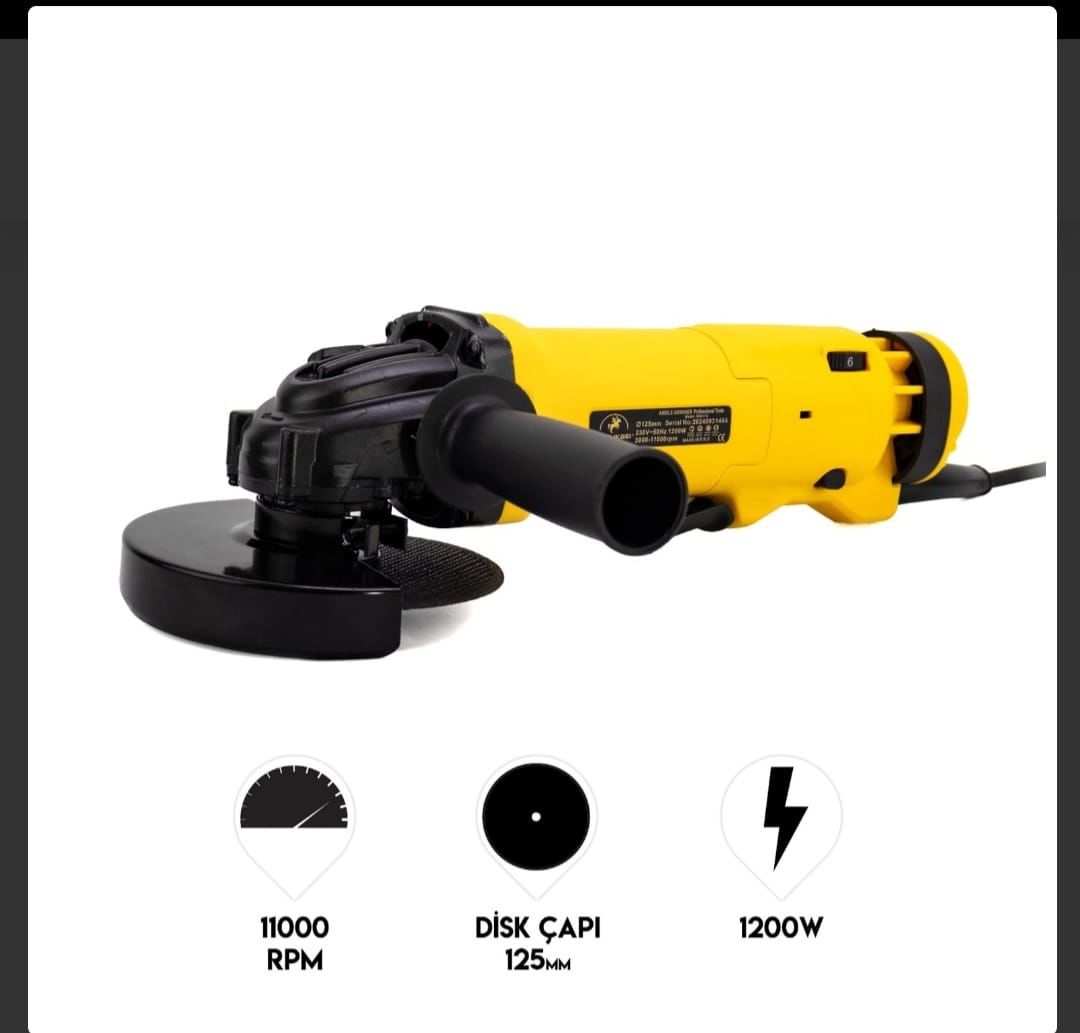 Dawreek 6 Kademe Devir Hız Ayarlı Profesyonel 125 mm 1.250 W Spiral Avuç Taşlama Kesici