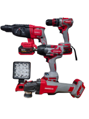 Destroyel 1200 Nm Yeni Nesil Kırmızı Renk Tam Profesyonel  Kömürsüz 5 Li set ( Hilti Torklu Spiral Vidalama Power Banklı Led Lamba