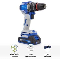 Dawreek Profesyonel Kömürsuz Motor Çelik şanzıman metal dişli Darbeli süper Torklu çift Bataryalı Şarjlı Matkap