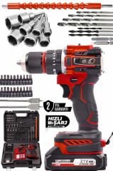 KİMMER Profesyonel Kömürsuz Motor Çelik şanzıman metal dişli Darbeli süper Torklu çift Bataryalı Şarjlı Matkap