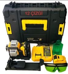Haktaş Profesyonel 12 Çizgi U profil Askı Aparatlı Mıknatıslı Mandallı Şarjlı Çift Batayalı Lazer Terazi Hizalama