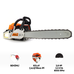 Dawreek Profesyonel 38 diş 55 Cm pala 2 kw 3 hp Motor Gücüne Sahip Benzinli Ağaç motoru