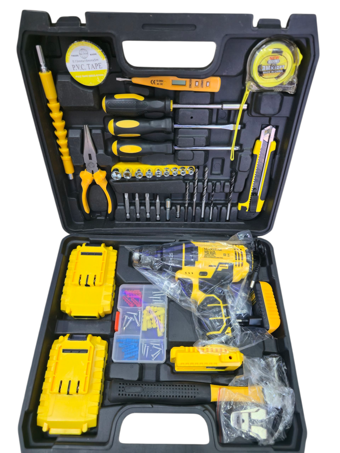 Maxstar Tornavida Setli Çekiçli Metreli Penseli Full Takım Çantalı Şarjlı Matkap