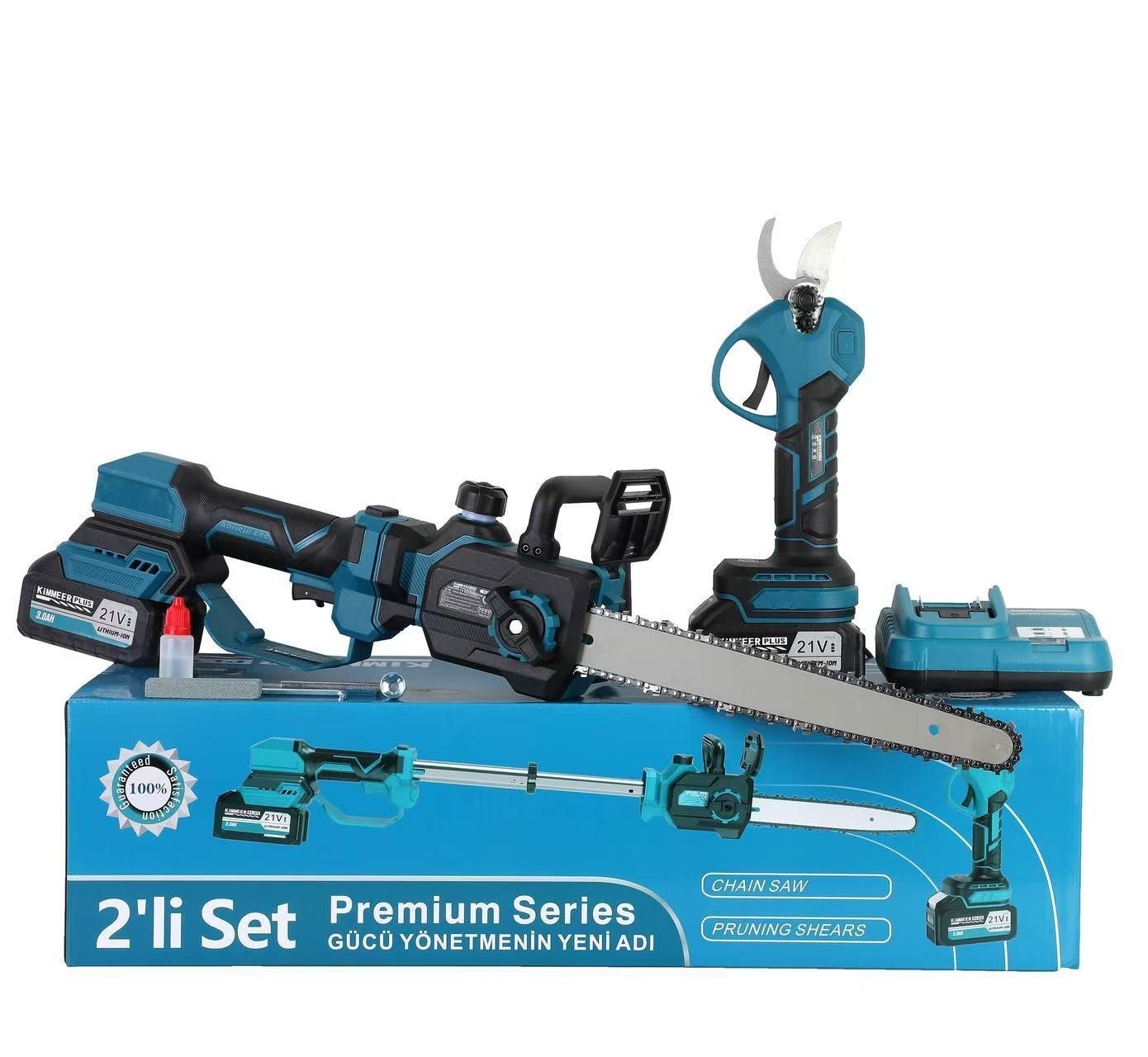 Yeni Nesil Profesyonel Otomatik Yağlamali 30 cm Palalı Teleskopik Uzatmalı Testere ve Dal Budama Makası