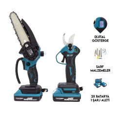 Dawreek Profesyonel Dijital Göstergeli 2 Li Budama Seti Makas ve Testere