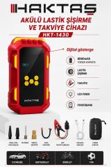 Haktaş Profesyonel 4 lü Akü Takviye Hava pompası powerbank ve led ışık şarjlı