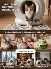 Yeni Nesil Otomatik Akıllı Kedi Tuvaleti 78 L Sensörlü XXXL Büyük Boy Atık Toplama Hazneli Kum Toplama Basmak Hediyeli